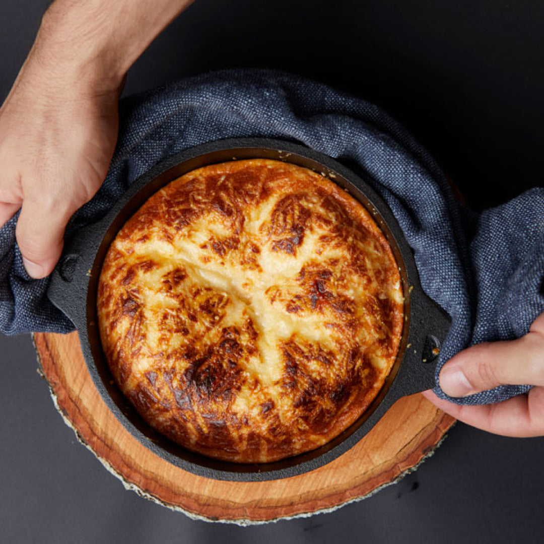 Soufflé de parmesão e mostarda dijon